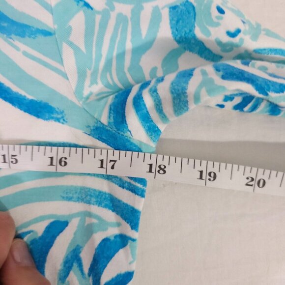 Lilly Pulitzer Womens Long Sleeve Dress Pima Cotton Blue/White Swirl Print Small - Picture 8 of 9